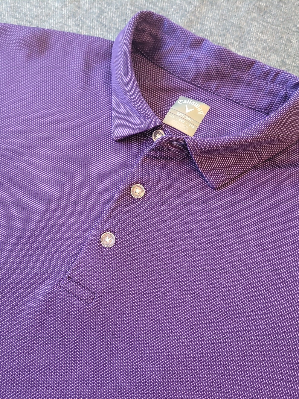 Callaway Polo Shirt Men's 2XL Opti Dri Purple Geometric Performance Golf Stretch